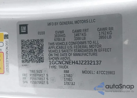 2018 Chevrolet Silverado 1500 Wt from USA, damaged, VIN 1GCNCNEH4JZ232137